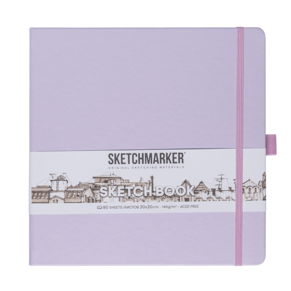 Скетчбук "Sketchmarker", 80 листов, 20x20 см, 140 г/м2, фиолетовый пастельный