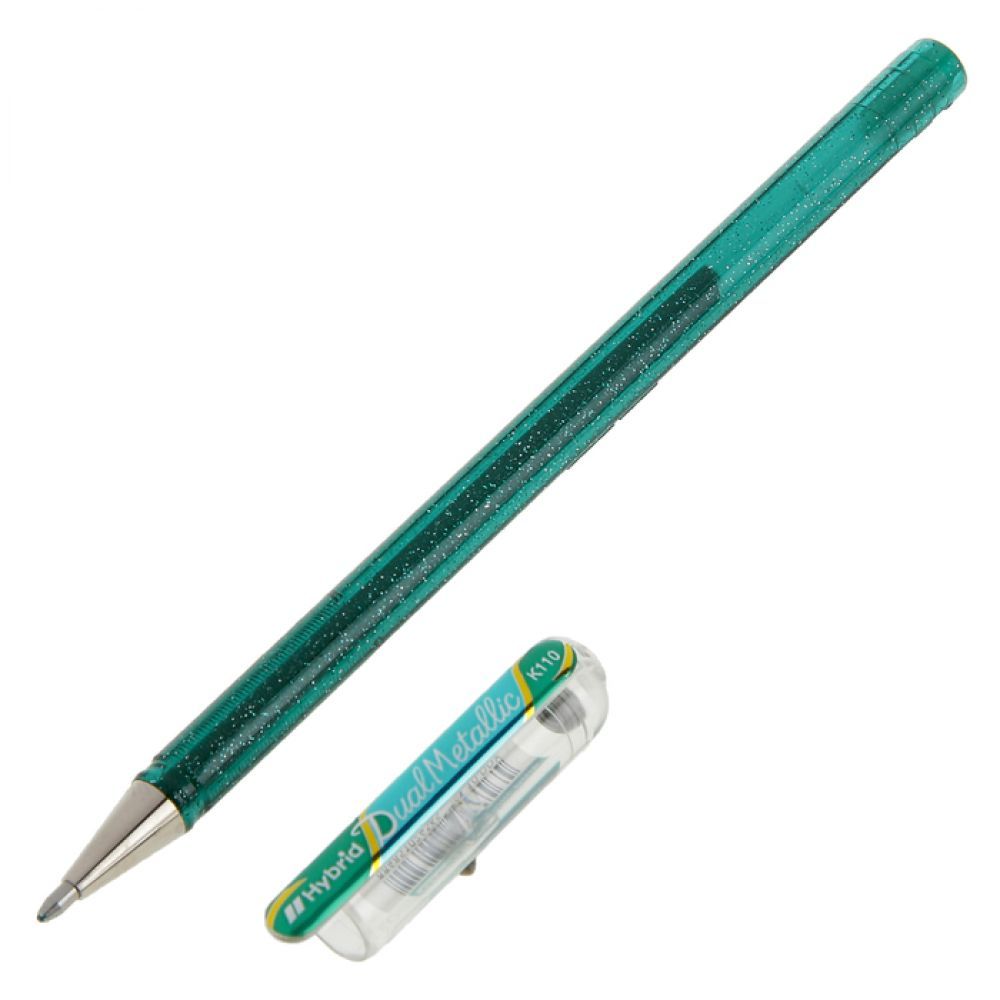 Ручка гелевая "Dual Metallic", 1.0 мм, зеленый, стерж. зеленый - 2