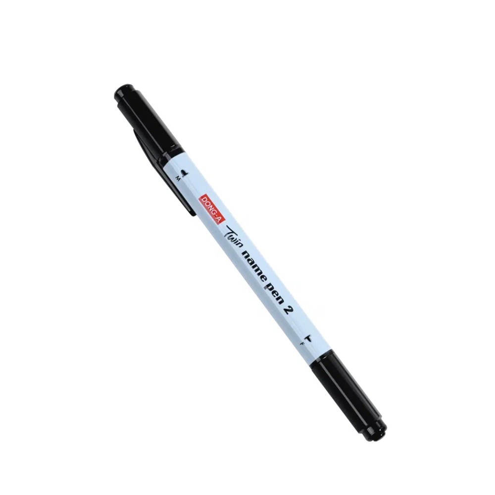 Маркер перманентный "Twin Name Pen", двусторонний, черный - 2