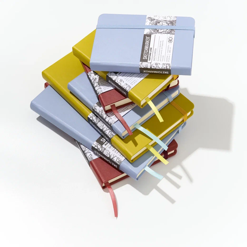 Скетчбук "Sketchmarker", 13х21 см, 140 г/м2, 80 листов, красный винтаж - 9