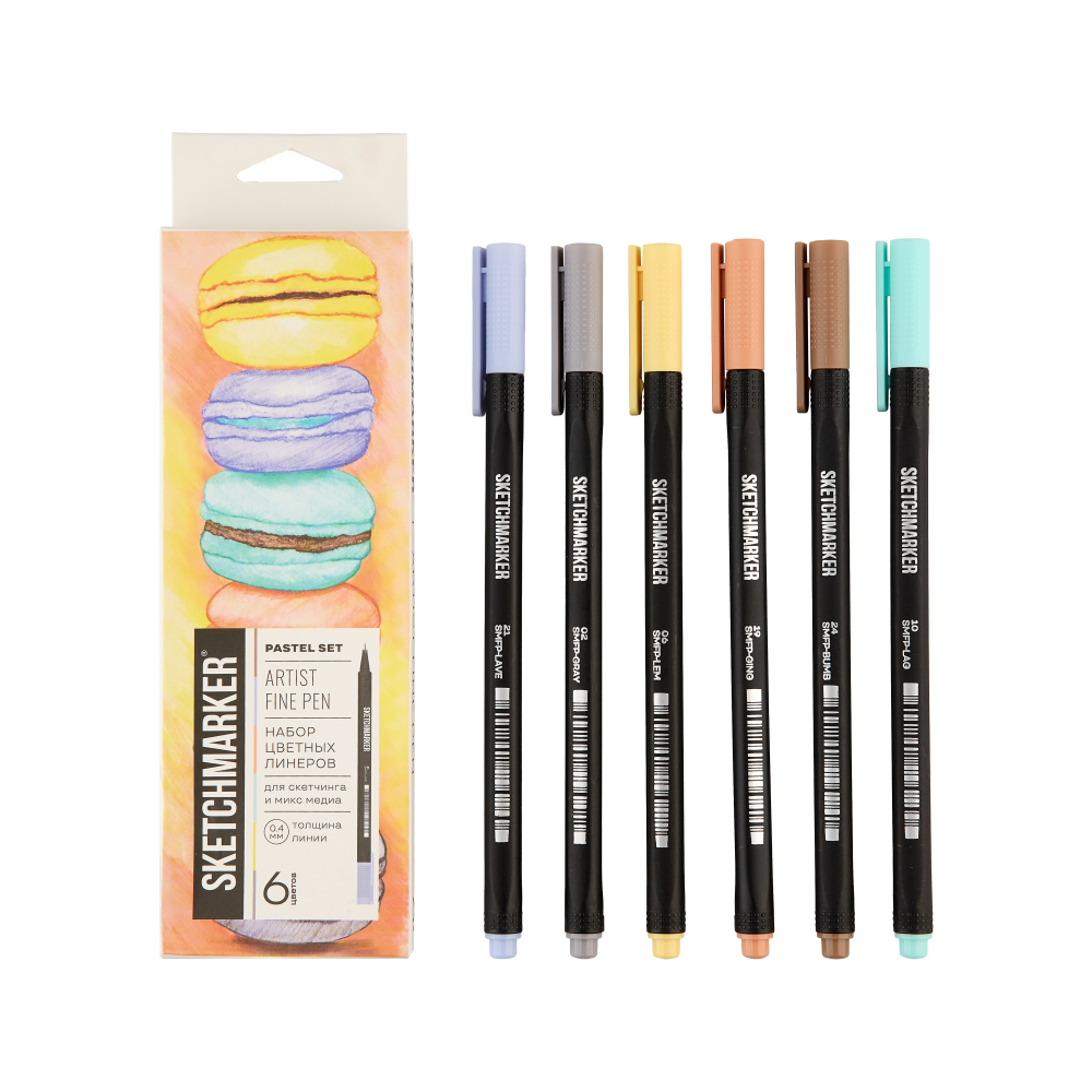 Ручка капиллярная "Sketchmarker Artist fine pen Pastel", 6 шт - 10