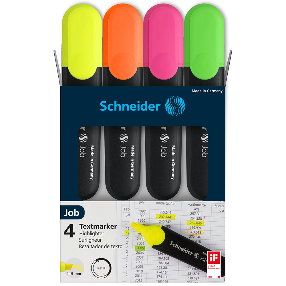 Набор маркеров текстовых "Schneider Job", 4 шт, ассорти - 2