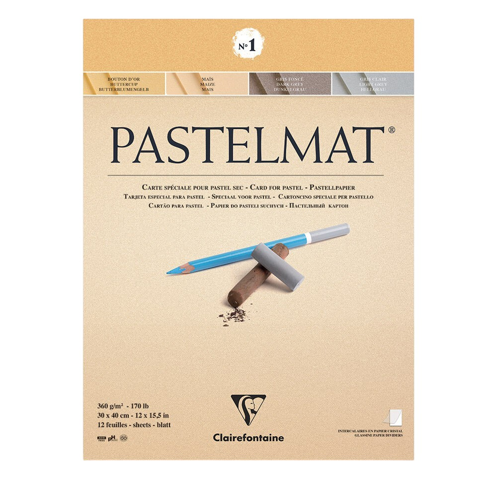 Блок бумаги "Pastelmat", 30x40 см, 360 г/м2, 12 листов, 4 цвета