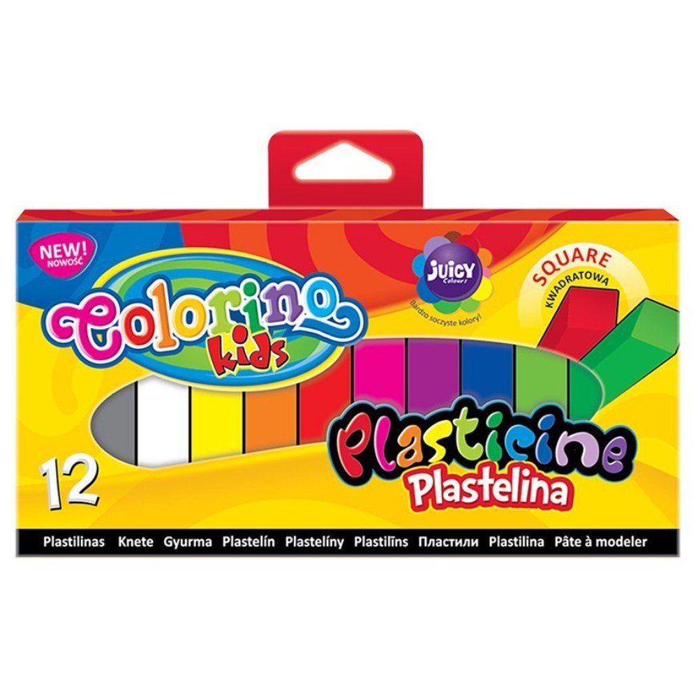 Пластилин для детской лепки Colorino, 12 цветов, квадратный