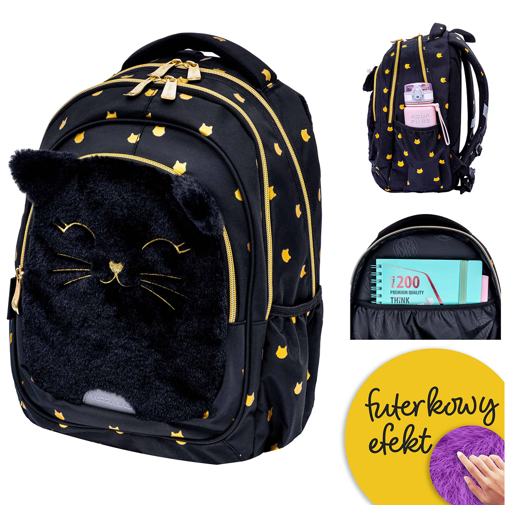 Рюкзак школьный "Fluffy Kitty Black", черный - 2