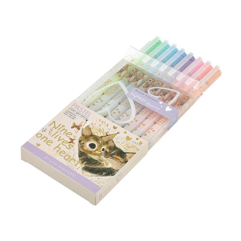 Набор гелевых ручек "Pastels. Котики. Счастье", 8 шт, разноцветный - 2