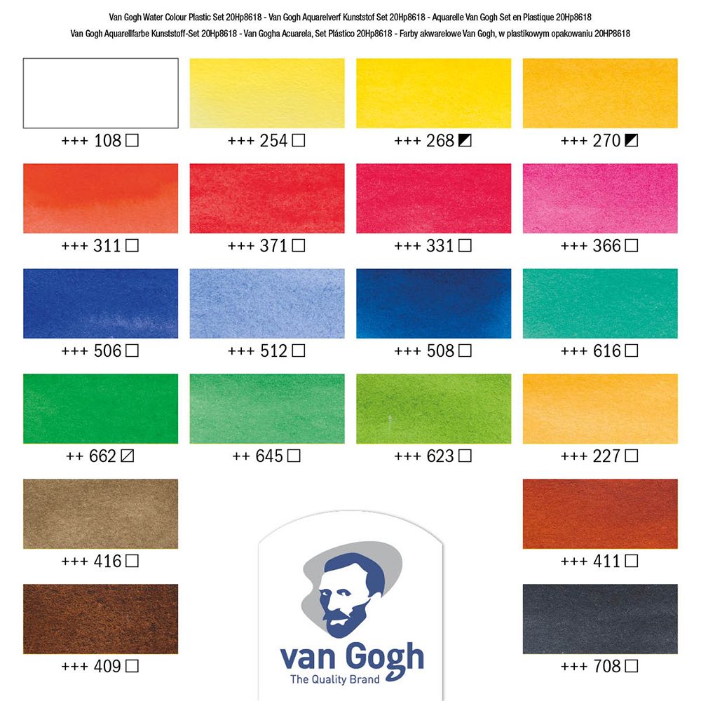 Набор акварельных красок "Van Gogh", 20 цветов, кюветы - 2