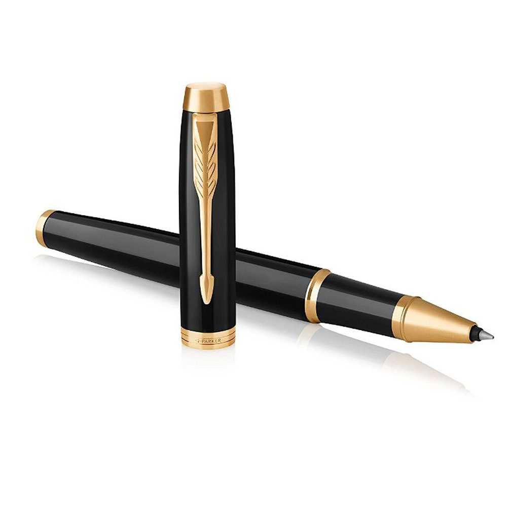 Ручка-роллер Parker "IM Black Lacquer GT", 0.5 мм, черный, золотистый, стерж. черный - 2