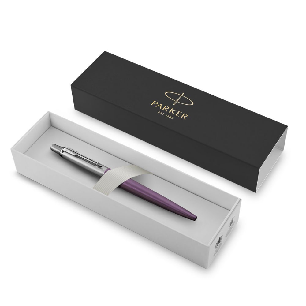 Ручка шариковая автоматическая Parker "Jotter Core K63 Victoria Violet CT", 1.0 мм, фиолетовый, серебристый, стерж. синий - 2