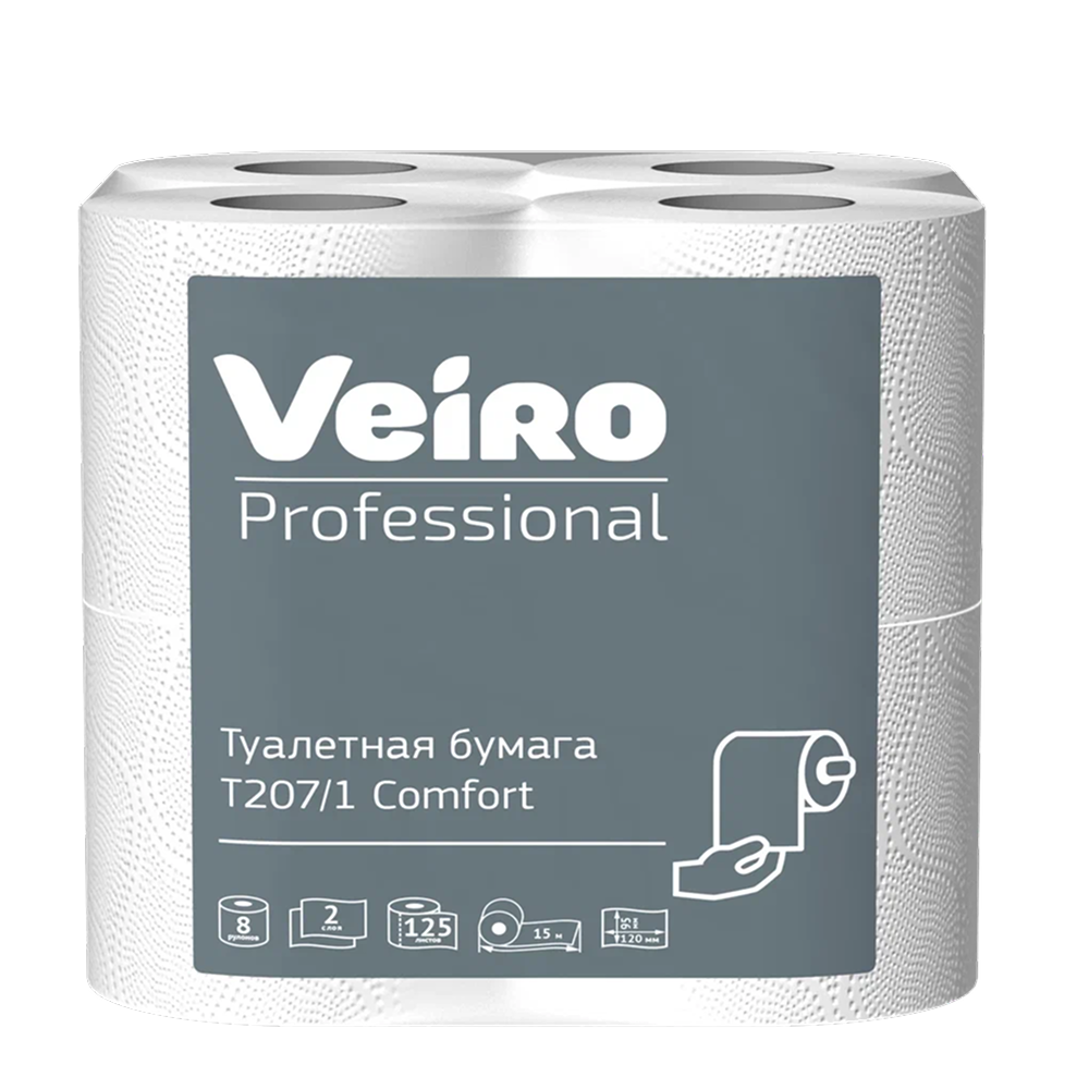 Бумага туалетная "Professional Comfort", 2 слоя, 8 рулонов