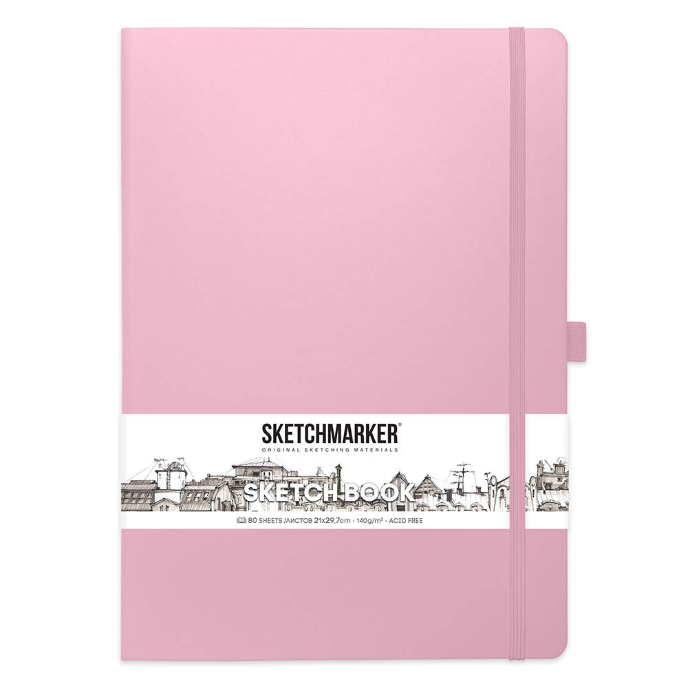 Скетчбук "Sketchmarker", 21x30 см, 140 г/м2, 80 листов, розовый