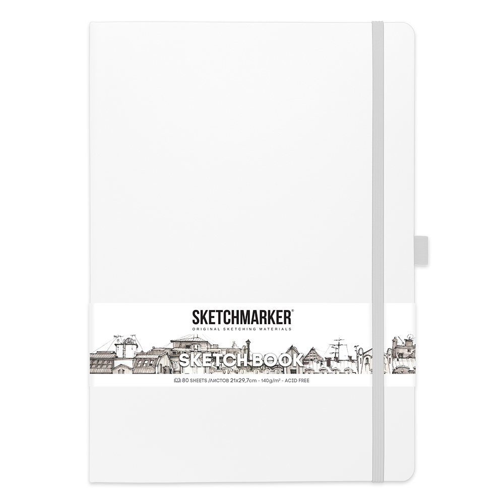 Скетчбук "Sketchmarker", 21x29.7 см, 140 г/м2, 80 листов, белый