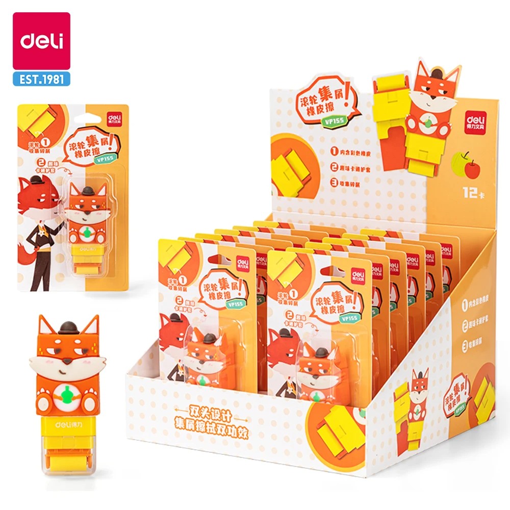 Ластик Deli "Fox", роллер, оранжевый, блистер - 2