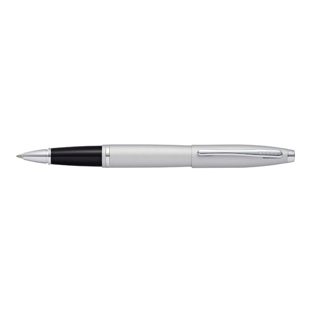 Ручка роллер "Calais Satin Chrome", 0.7 мм,матовый серебристый, черный, стерж. черный