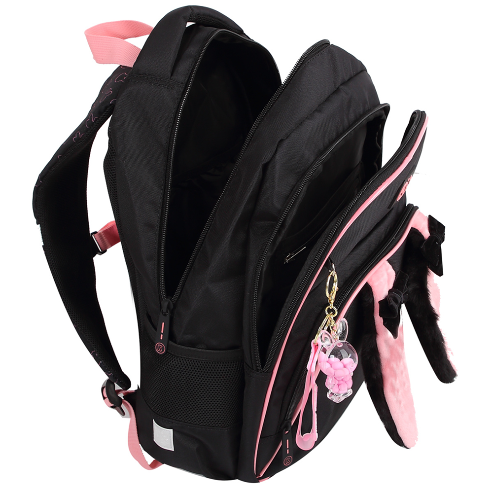 Рюкзак школьный "COMFORT Life Cat fun", черный, розовый - 2