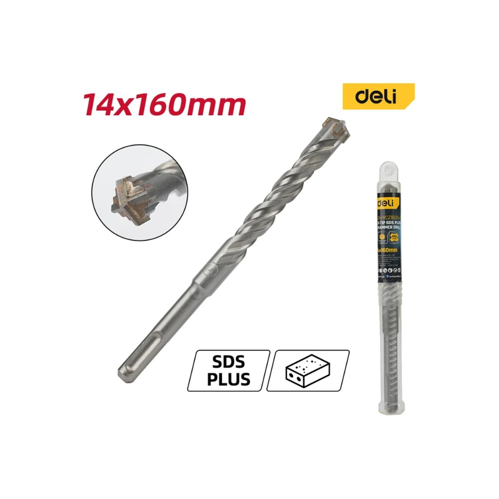 Бур по бетону Deli YS EDH-YCZ16014-E1, 14x160 мм, X-Tip, SDS-PLUS - 2