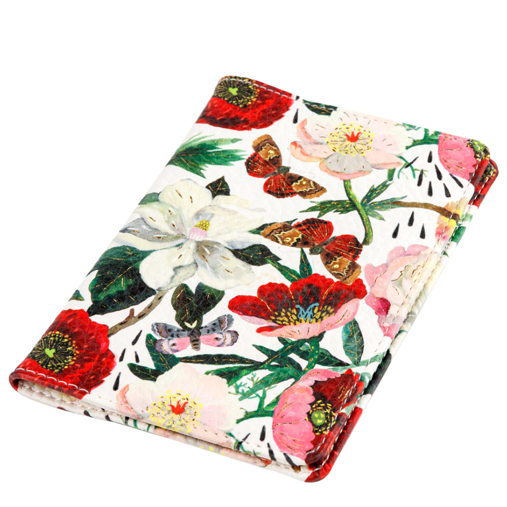 Обложка для паспорта "Flora. Пионы", кожзам., белый, красный - 3