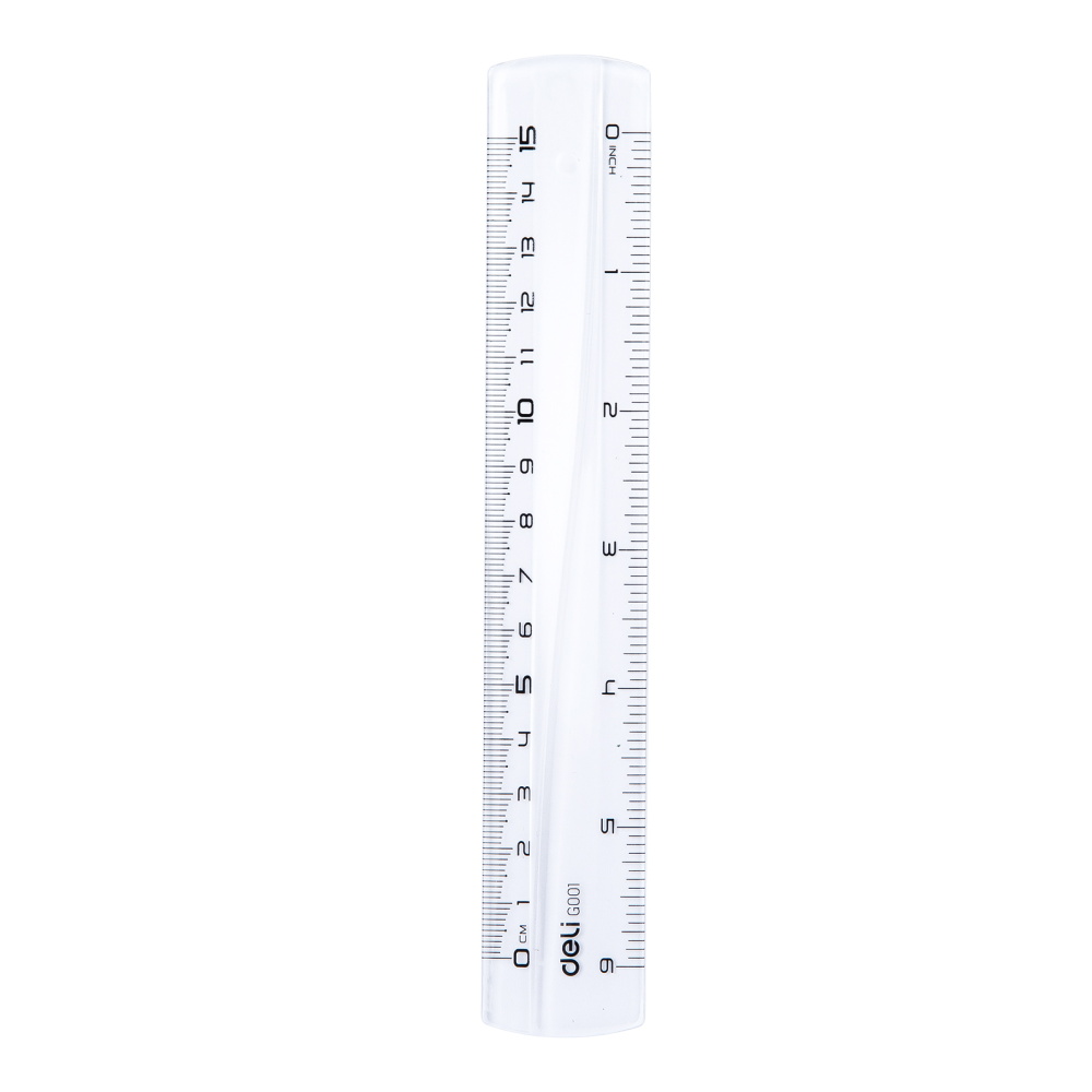 Линейка "Deli EG00112", 15 см, прозрачный