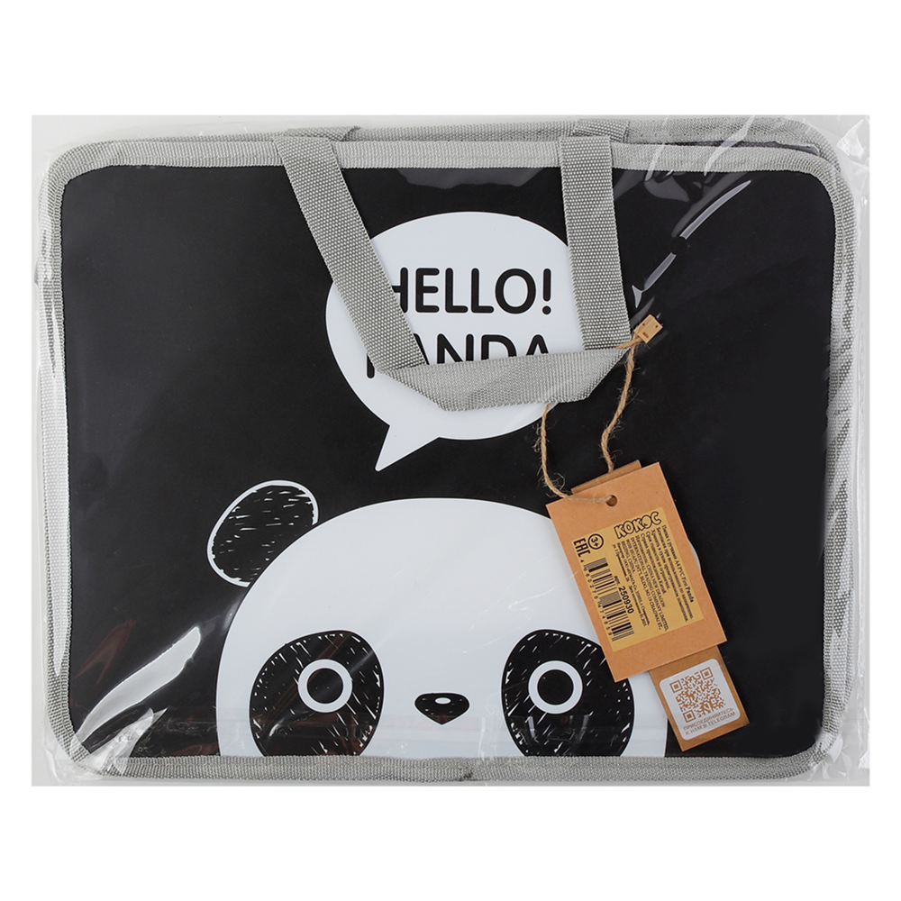 Папка для тетрадей "Panda", 26х33 см, серый, черный - 5