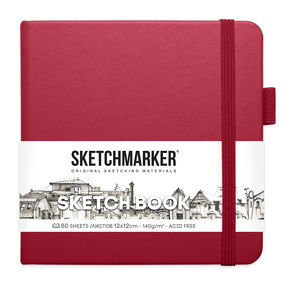 Скетчбук "Sketchmarker", 12x12 см, 140 г/м2, 80 листов, маджента