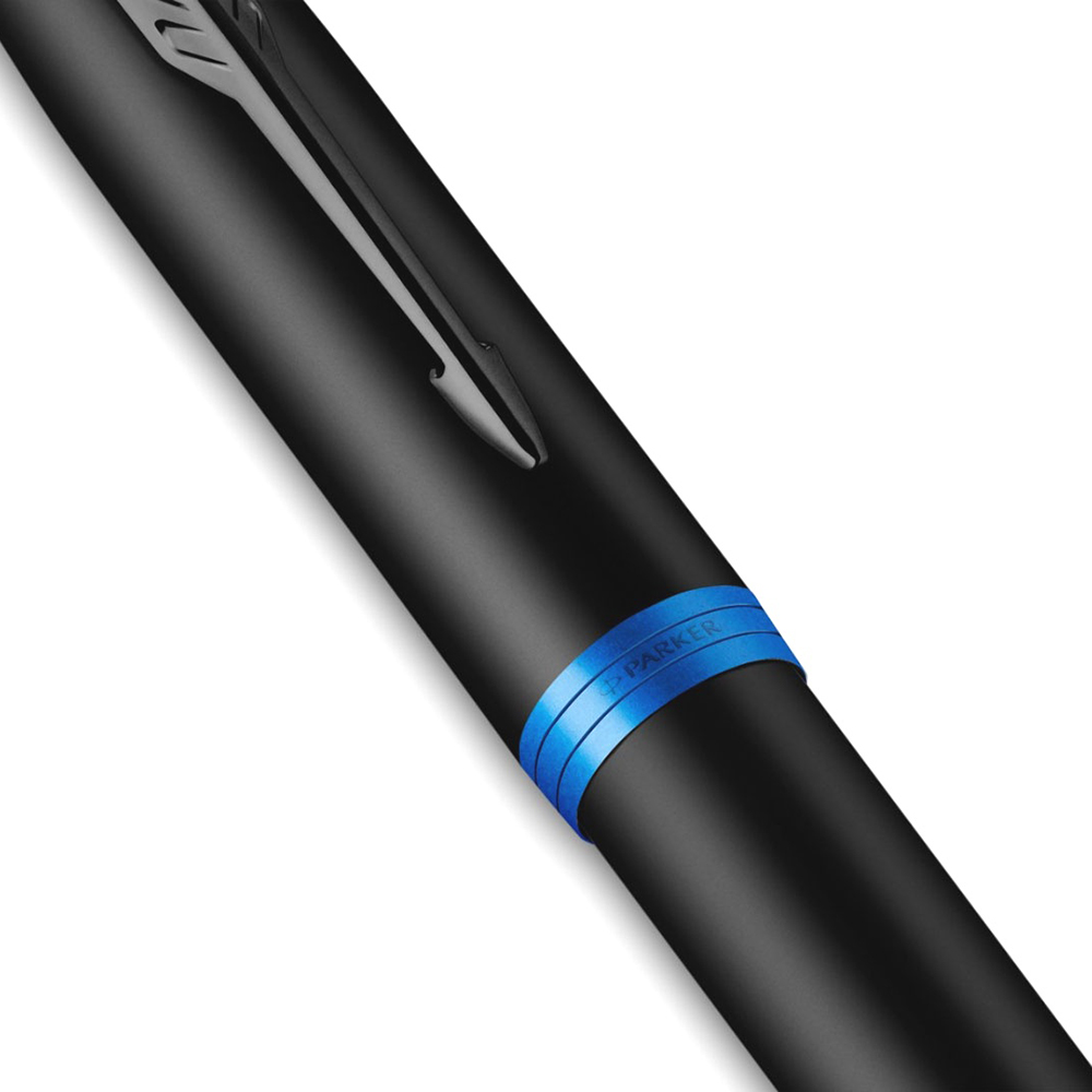 Ручка-роллер Parker "IM Vibrant Rings T315 Marine Blue PVD", 0,5 мм, черный, синий, стерж. черный - 6