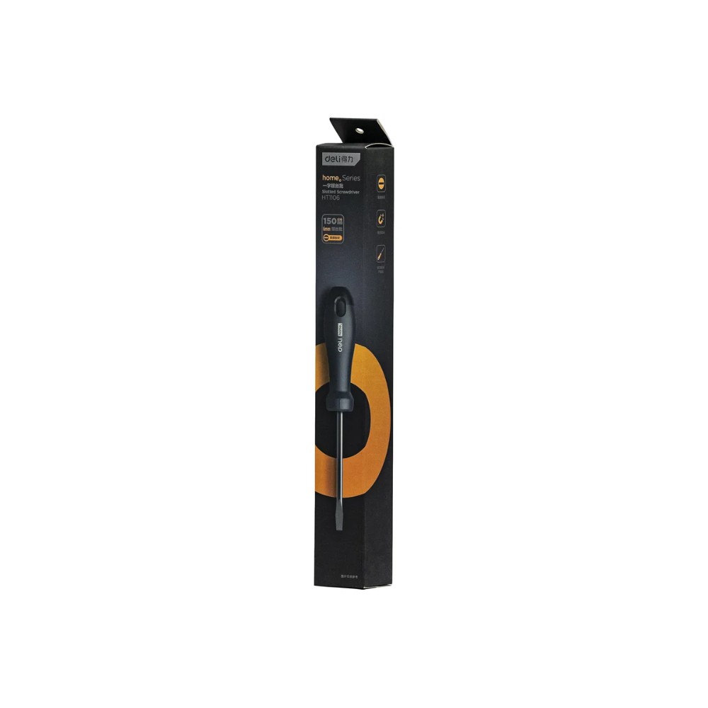 Отвертка Deli HS EHT1106, SL6х150 мм, Soft Touch, черный - 2