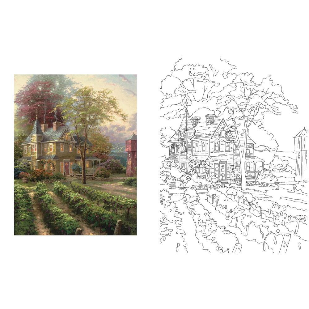Раскраска на английском языке "Thomas Kinkade. Painter of Light. Posh. Coloring Book" - 3