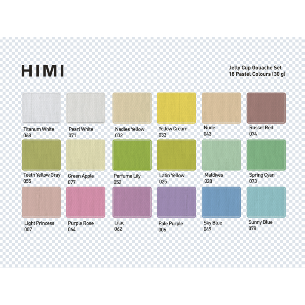 Краски гуашевые "Himi Jelly Cup. Pastel colors", 18 цветов, кювета, фиолетовый футляр - 11