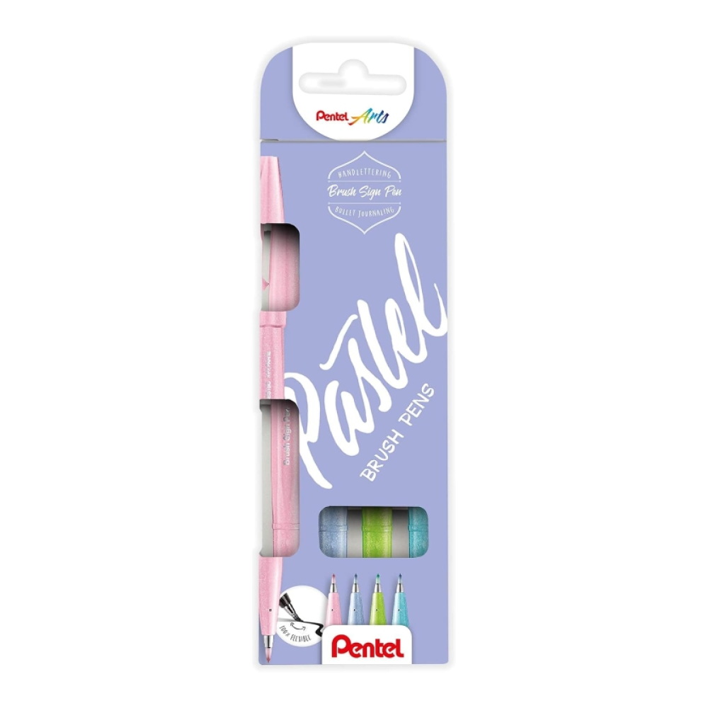 Маркер-кисть "Brush Sign pen. Pastel", 4 шт