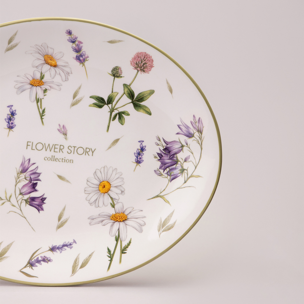 Блюдо керамическое "Flower story", 31.5х25.5 см, белый - 3