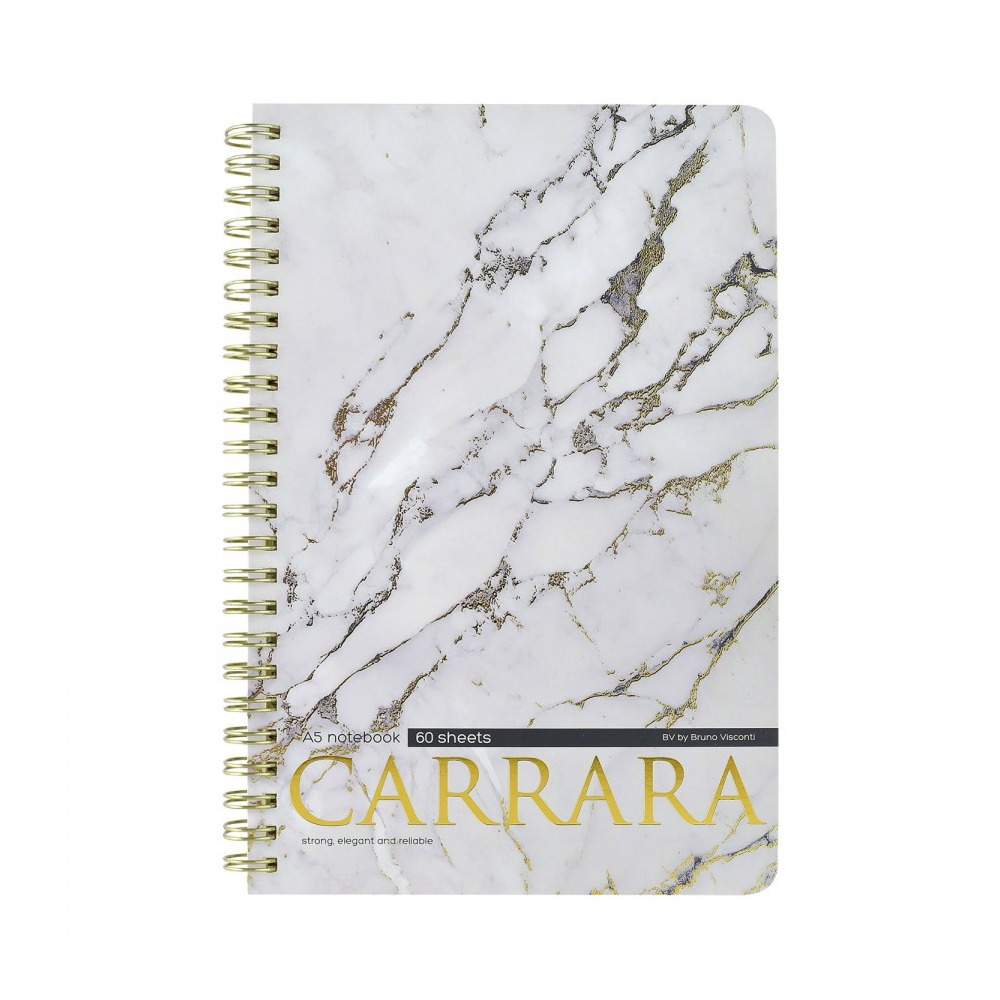 Тетрадь "Carrara", А5, 60 листов, клетка, спираль сбоку, разноцветный