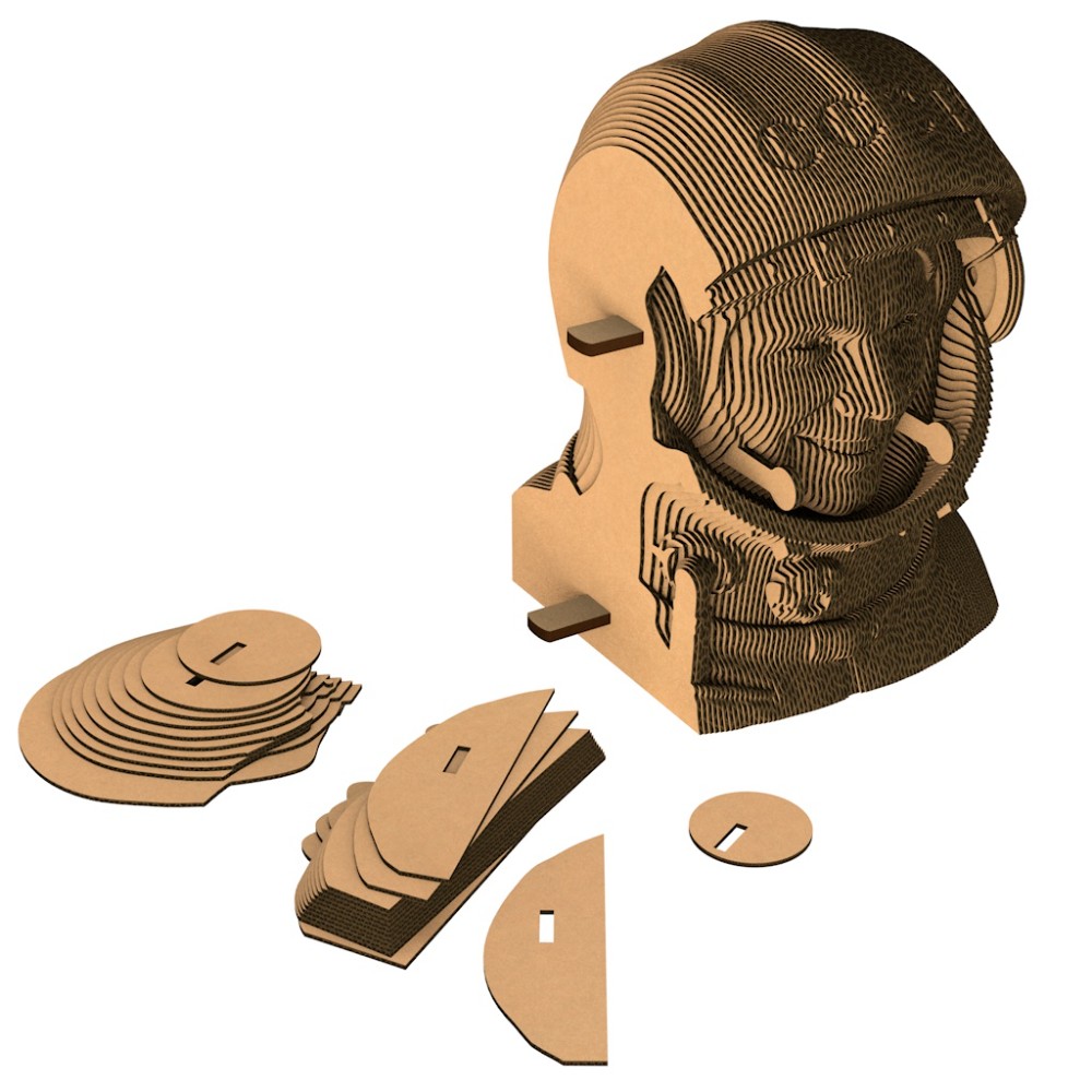 Пазл картонный 3D "Бюст Гагарин" - 3