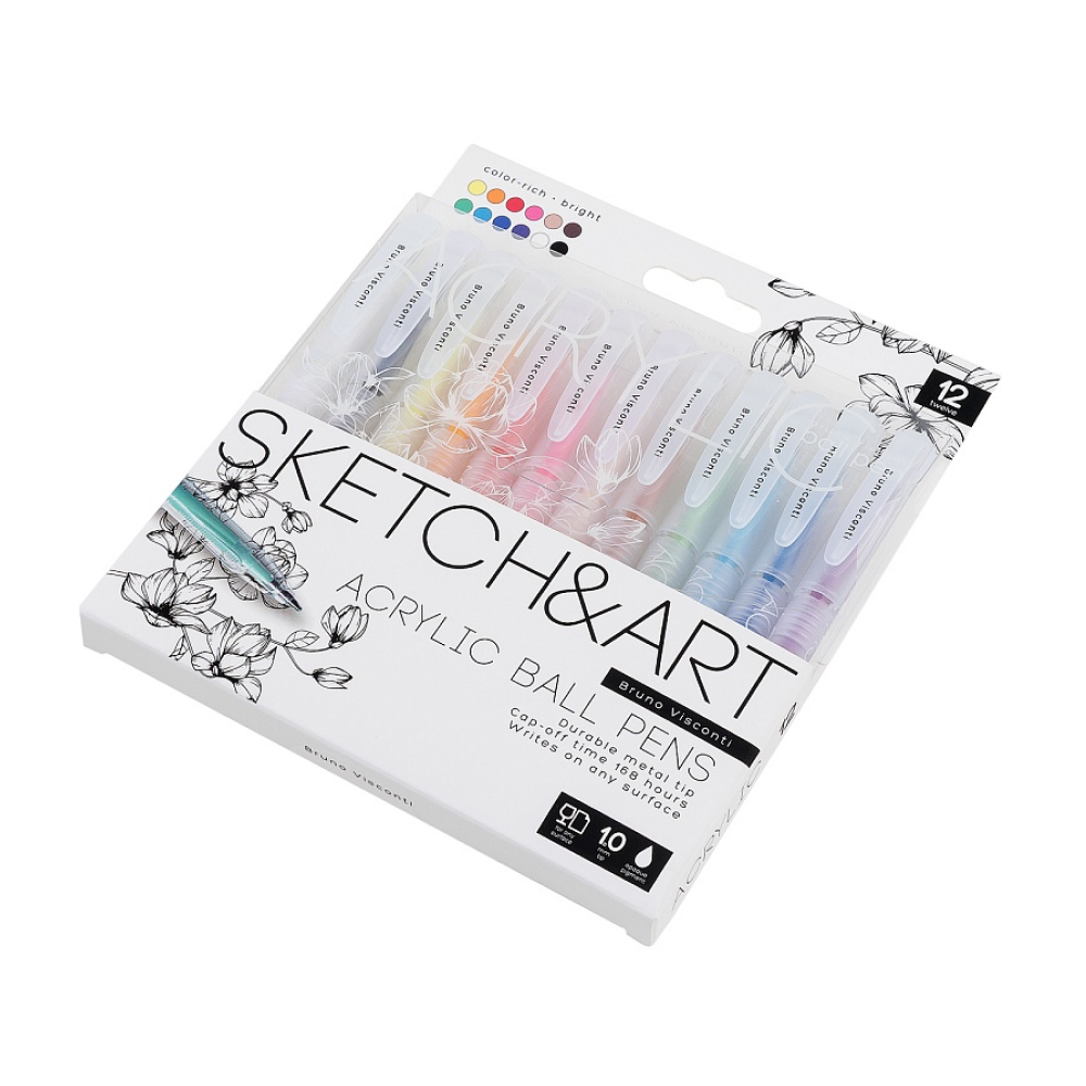 Набор ручек акриловых "Sketch&Art", 1 мм, 12 шт, ассорти - 2
