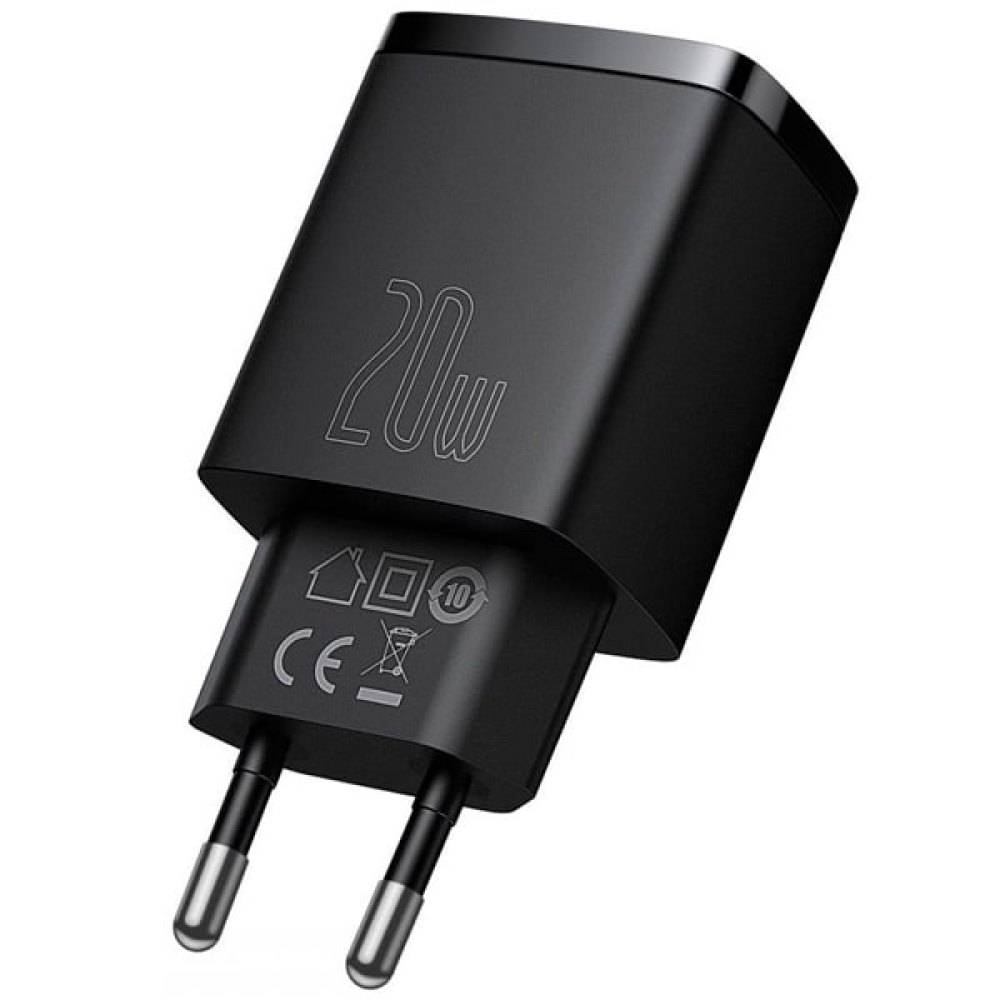 Сетевое зарядное устройство Baseus "CCXJ-B01", Compact Quick Charger USB+Type-C 20W, черный - 2