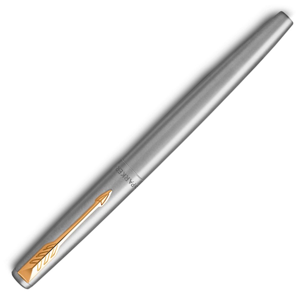 Ручка перьевая "Parker Jotter Stainless Steel CT", М, серебристый, золотистый, патрон синий - 2