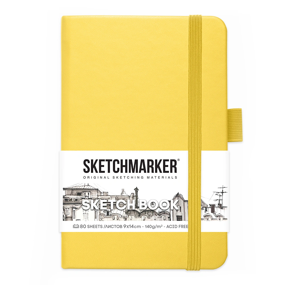 Скетчбук "Sketchmarker", 9x14 см, 140 г/м2, 80 листов, лимонный