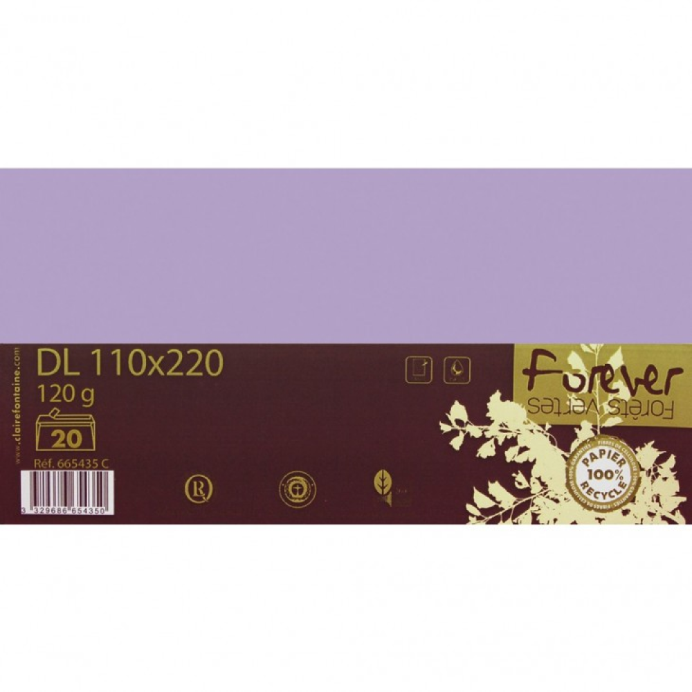 Конверт "Forever", 110x220 мм, 120г/м, лиловый 