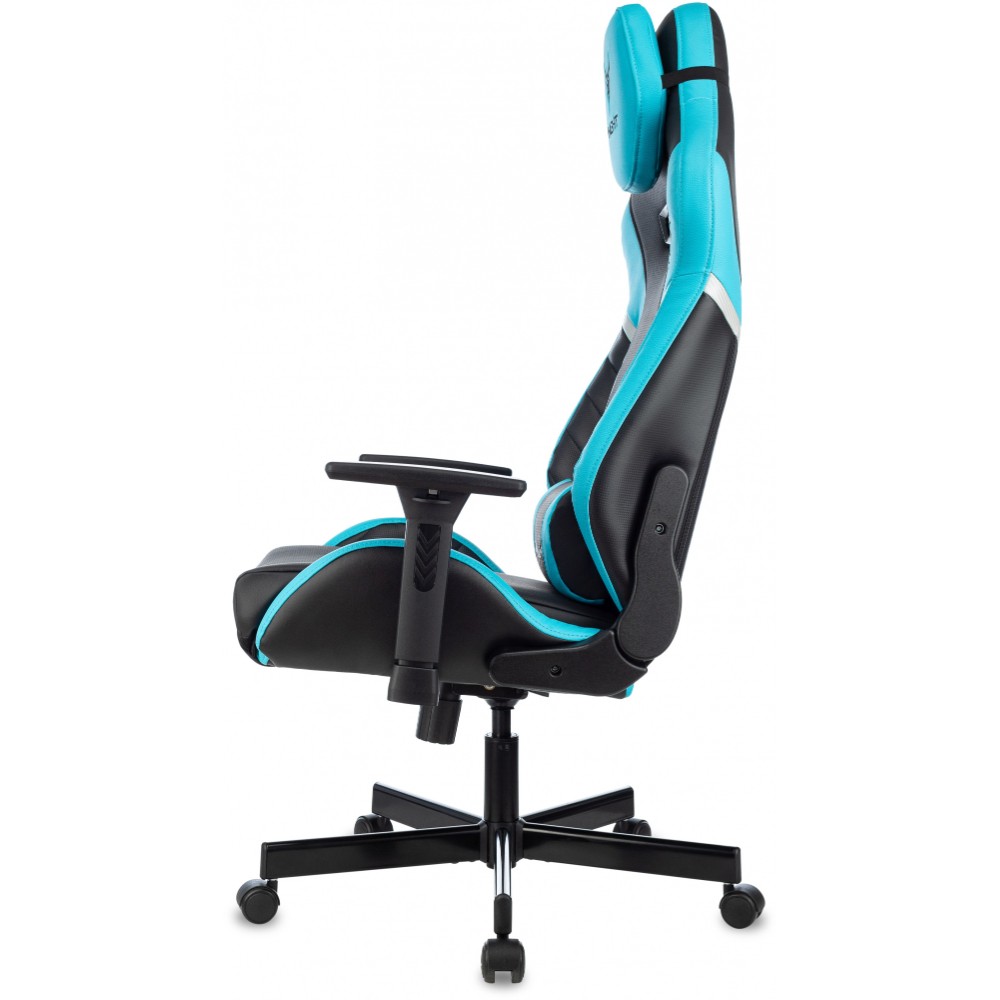 Кресло игровое Бюрократ Knight Thunder 5X экокожа, черный, голубой, металл - 4