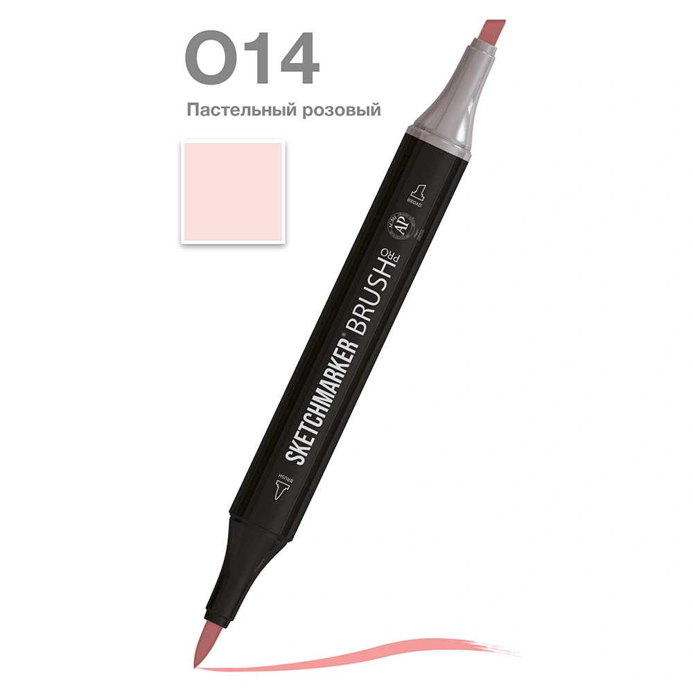 Маркер перманентный двусторонний "Sketchmarker Brush", O14 пастельный розовый