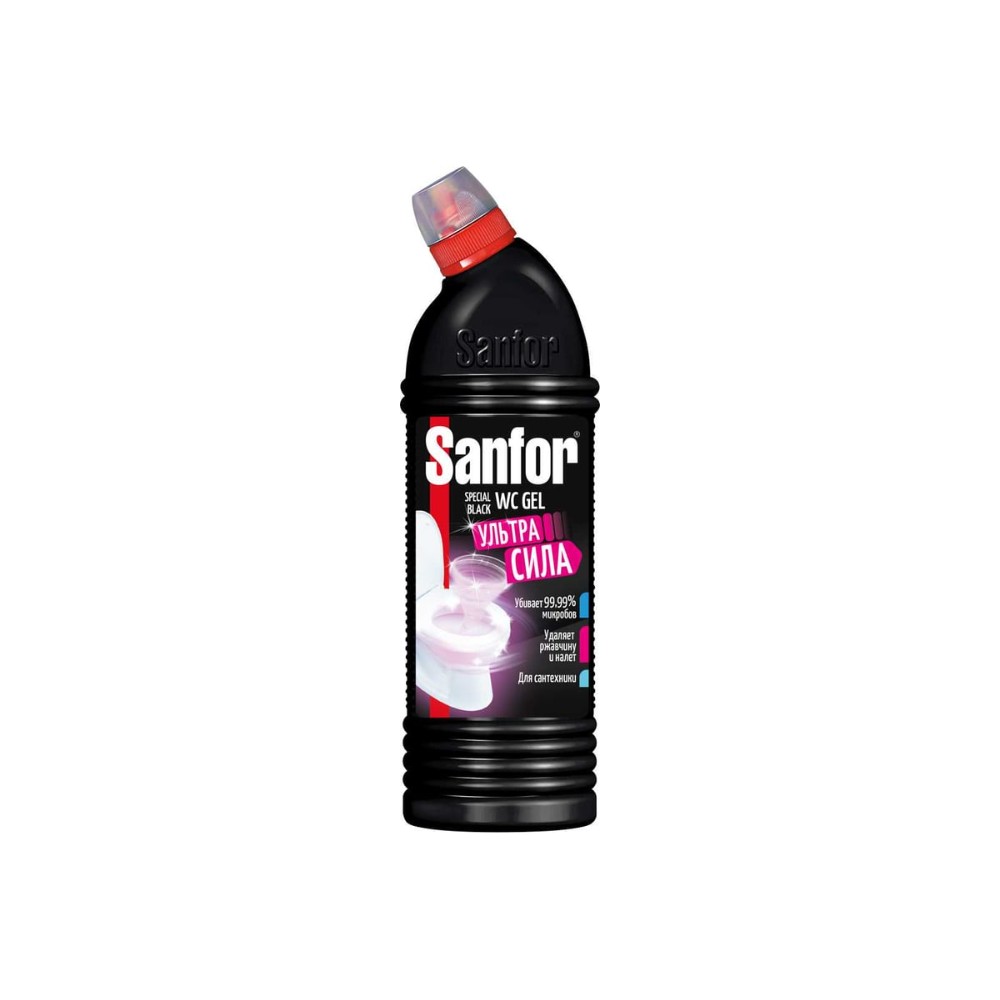 Средство чистящее для сантехники "Sanfor WC гель Special Black", 750 мл, гель