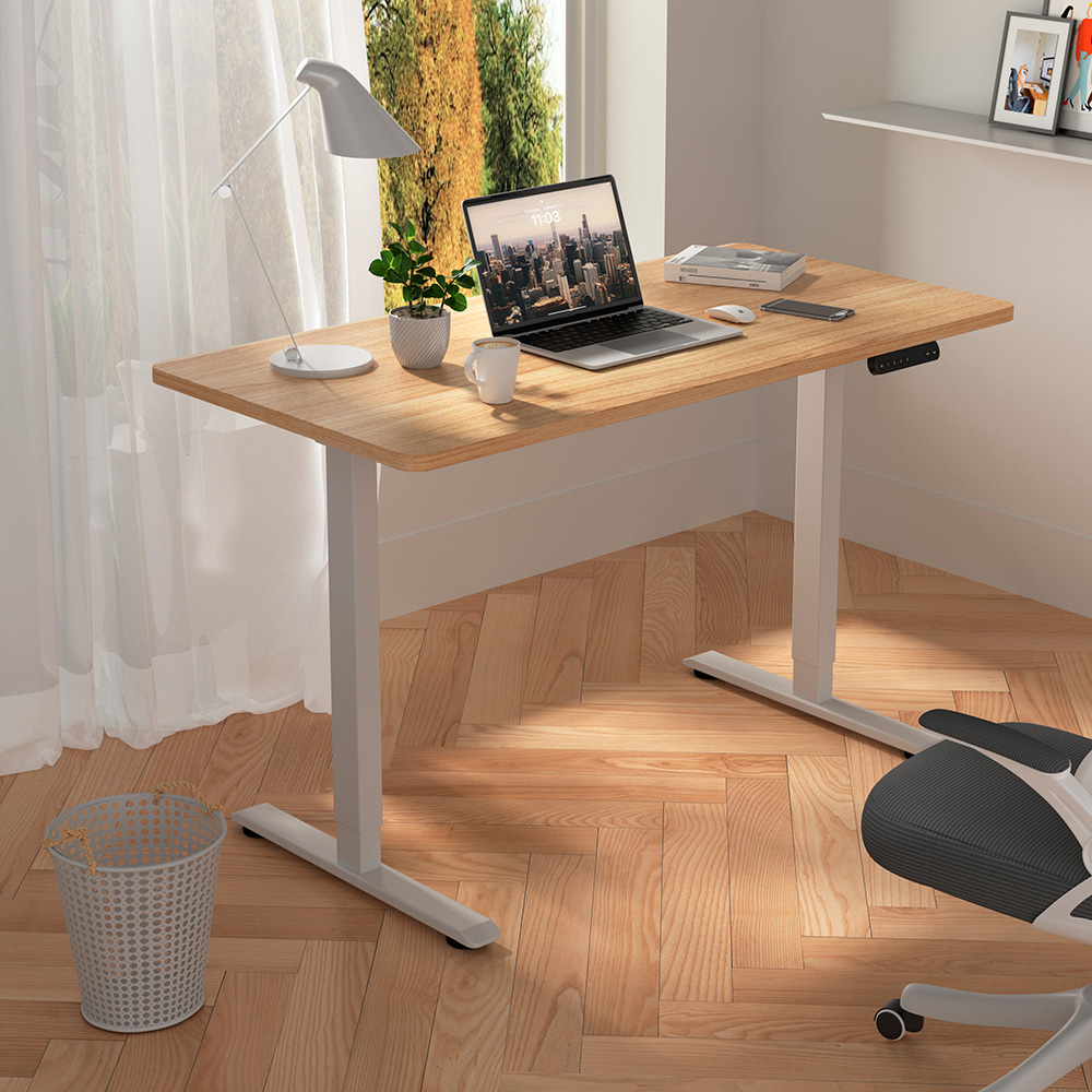 Стол с электроприводом WellDesk Prime 1300x675х18 белый/дуб канзас коричневый (9191462+9072451) - 4