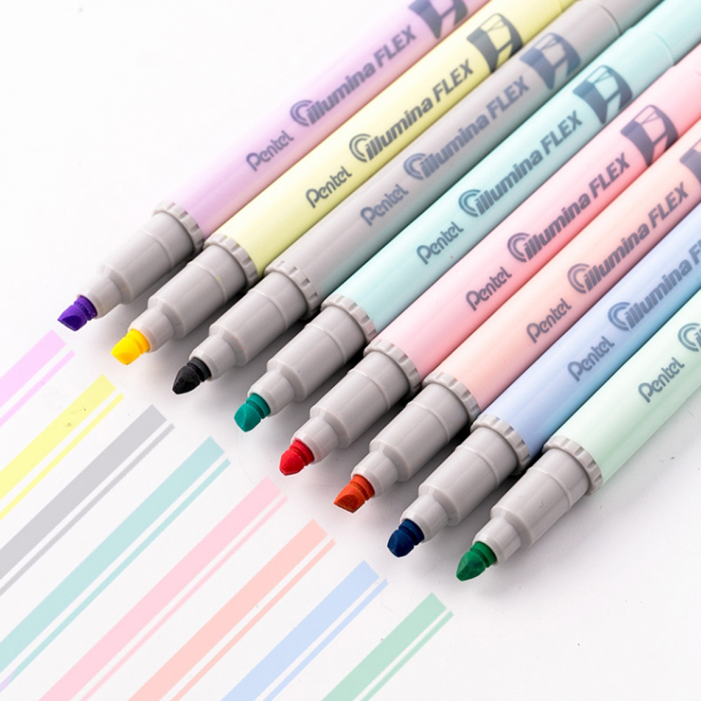 Маркер текстовый двусторонний «Pentel Illumina flex», пастельный, зеленый - 6