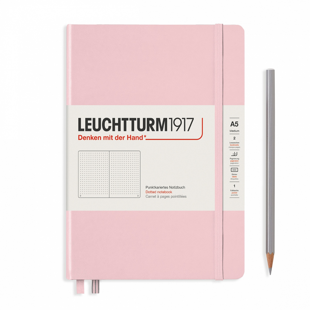 Блокнот "Leuchtturm1917. Medium", А5, 61 страница, в точку, на резинке, пыльная роза