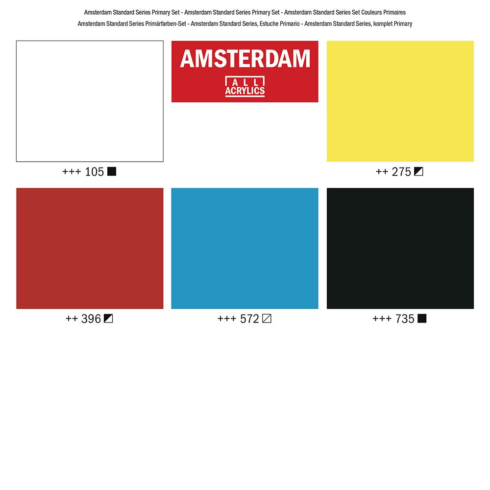 Набор красок акриловых "Amsterdam" базовый, 5 цветов - 2