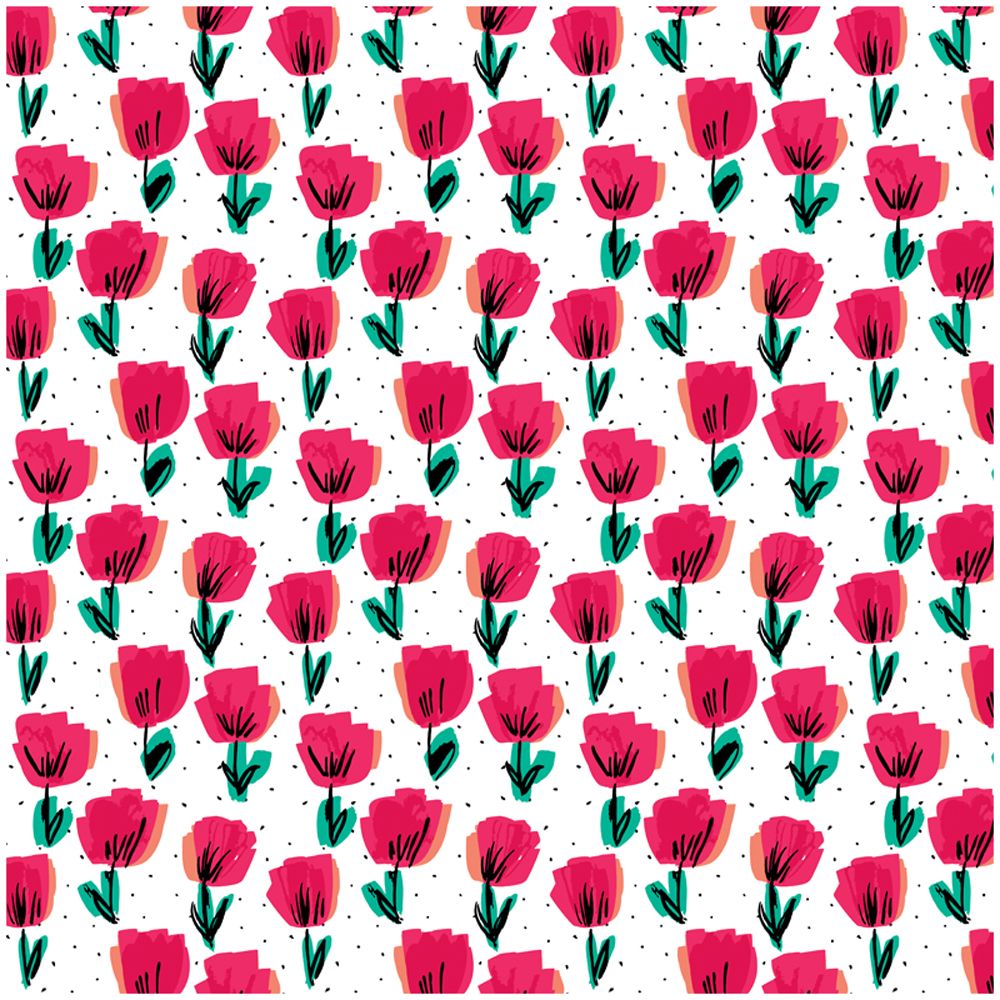 Бумага декоративная в рулоне "Red tulips", 1x0.7 м, 90 г/м2, разноцветный - 2