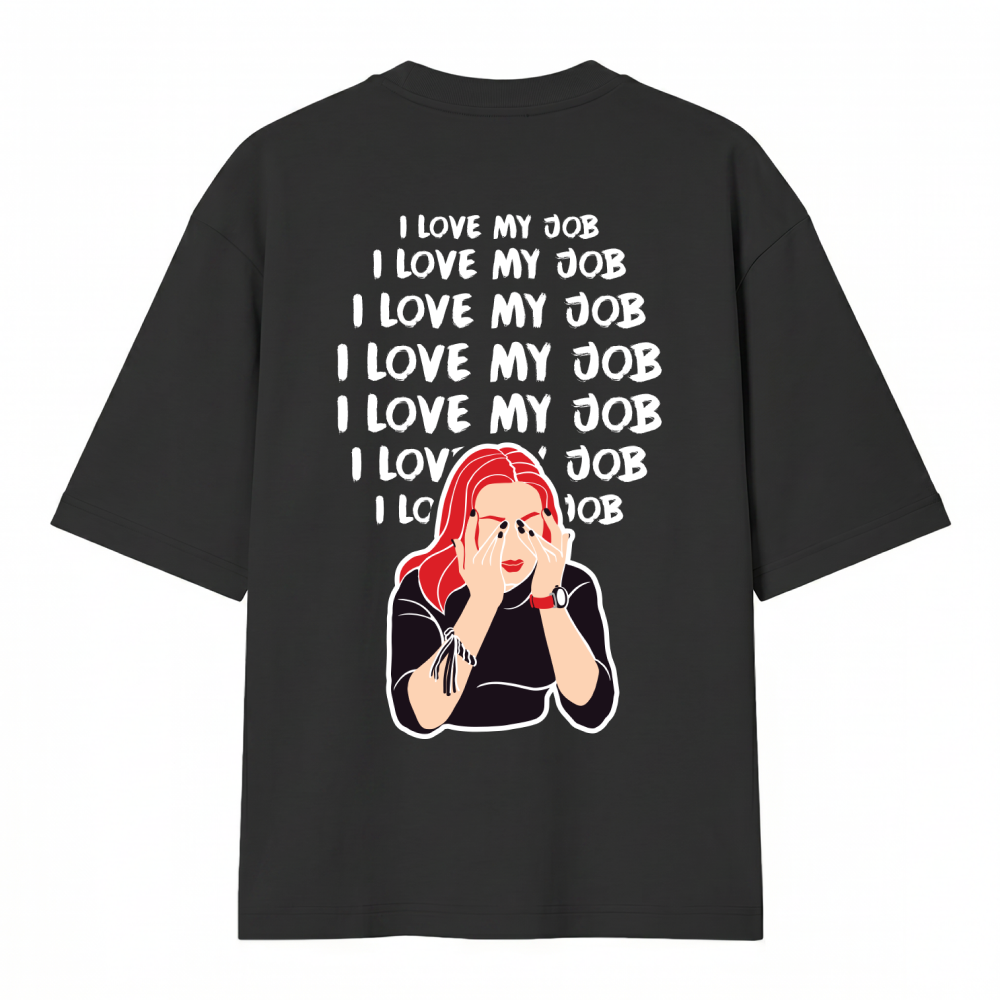 Футболка унисекс оверсайз "I love my job", XS-S, хлопок, черный - 2