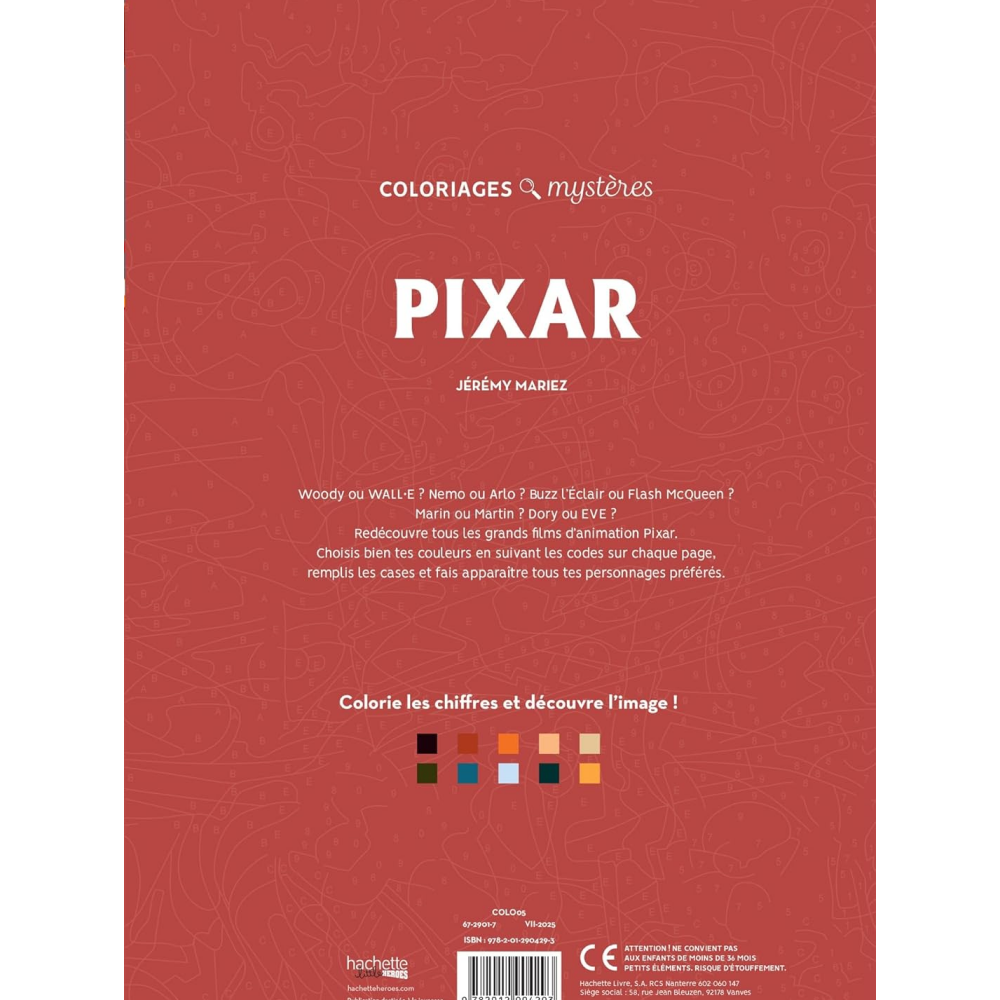 Раскраска по номерам на французском языке "Coloriages mystères Disney - Pixar" - 2