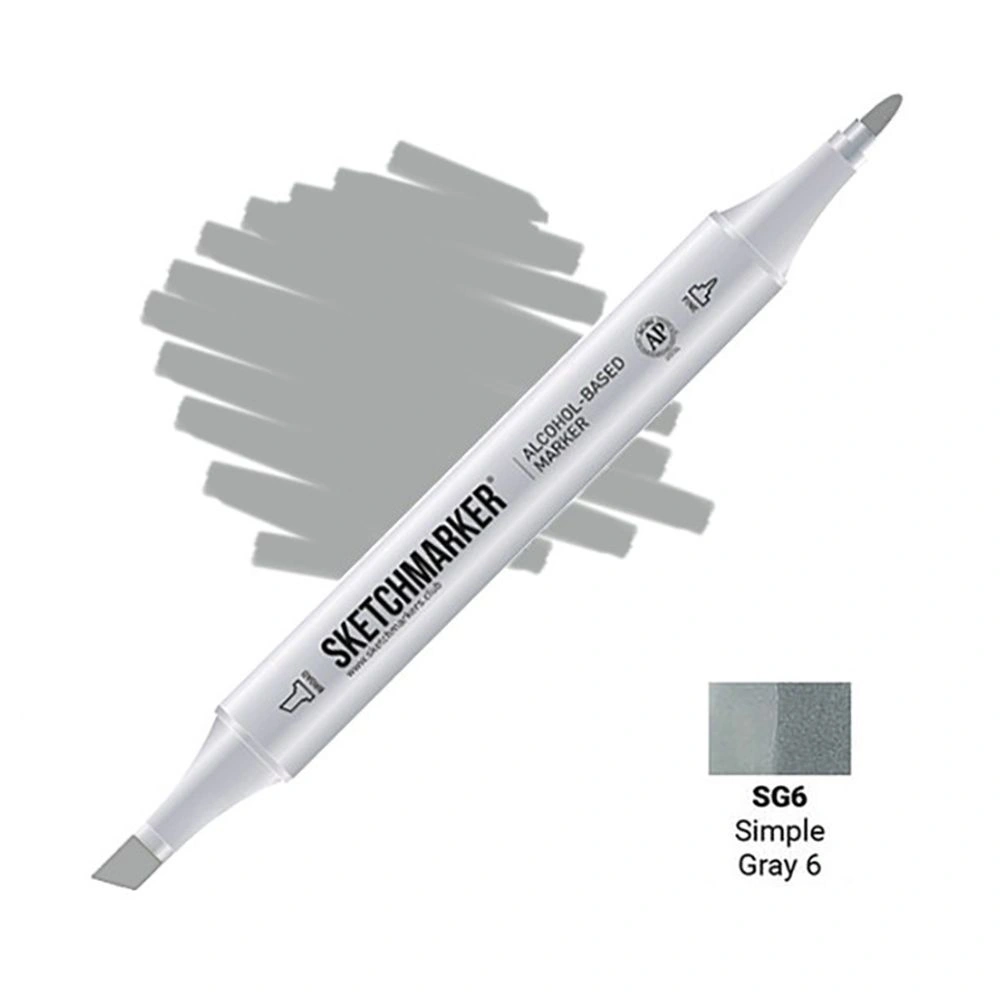 Маркер перманентный двусторонний "Sketchmarker", SG6 серый простой №6