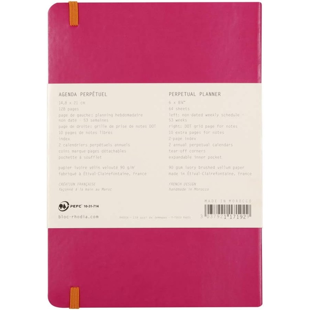 Еженедельник недатированный Clairefontaine Rhodia "Rhodiarama Perpetual", 148x210 мм, 128 страниц, малиновый - 8