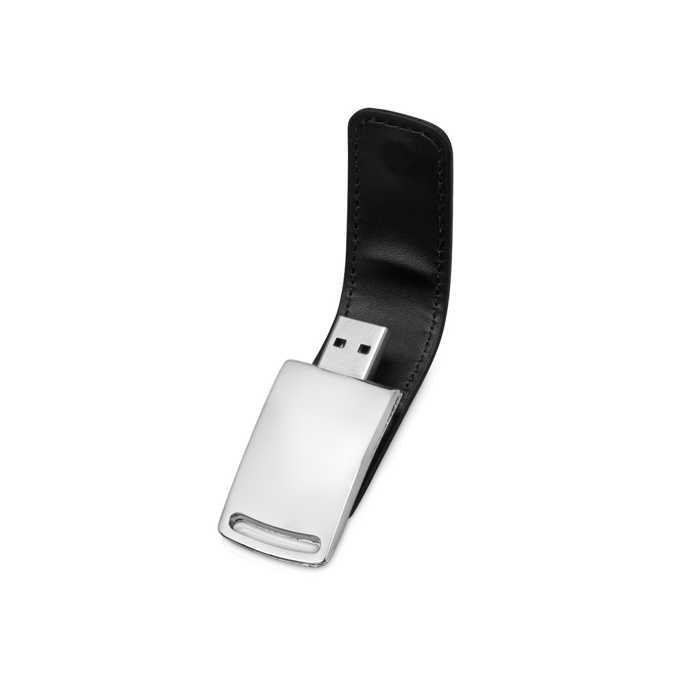 USB Flash 2.0 16 Gb VDL-014, метал, кож.зам., черный  - 3